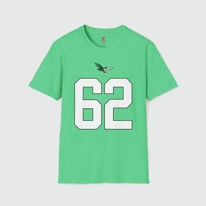 Jason Kelce Shirsey Product Pic Front Heather Irish Green