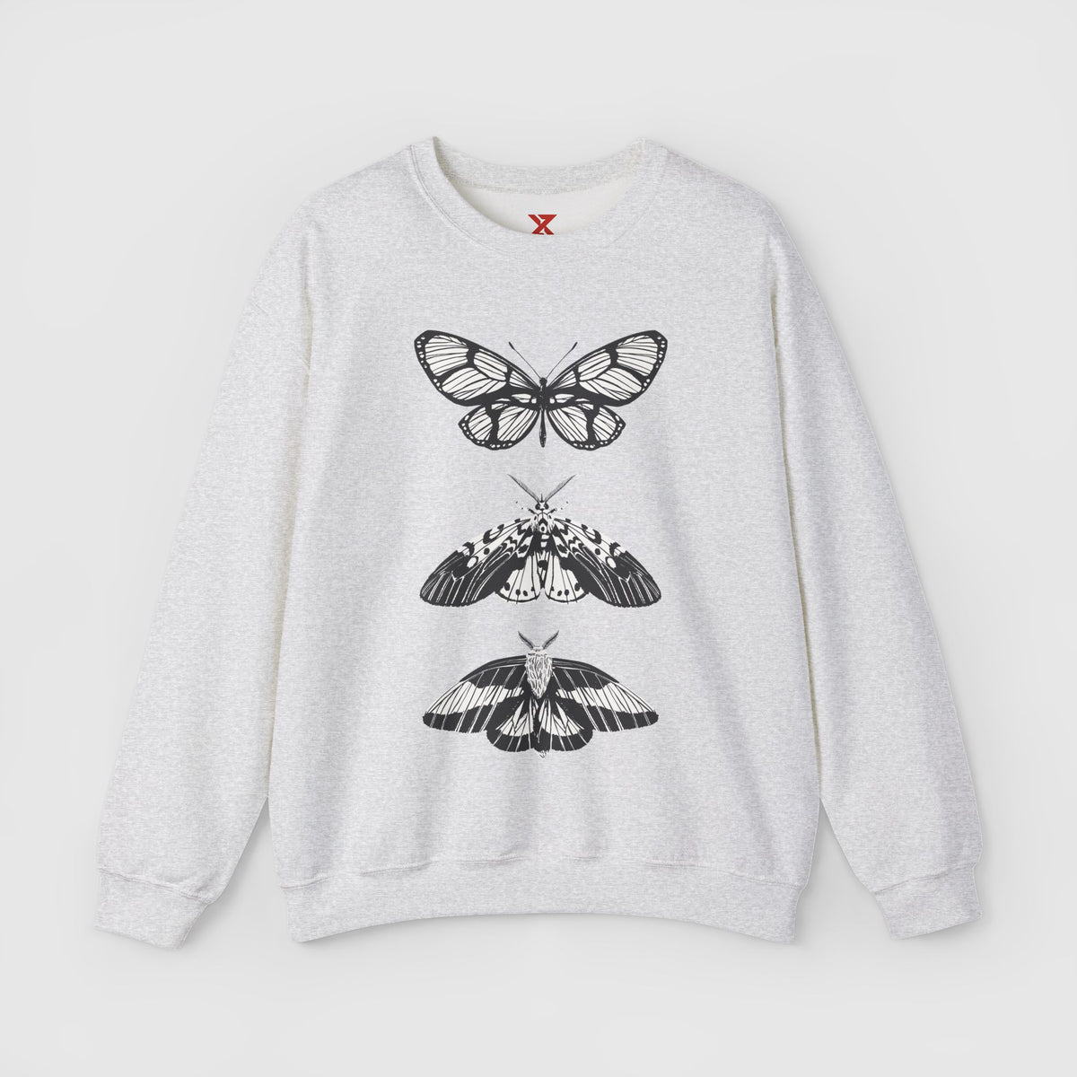 B & W Butterfly Crewneck Product Pic Ash
