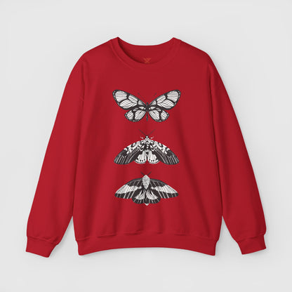 B & W Butterfly Crewneck Product Pic Cherry Red