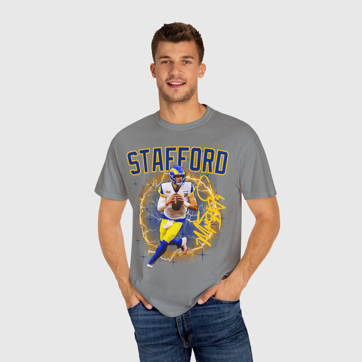 Matt Stafford Signature Tee Product Pic Granite Male Model