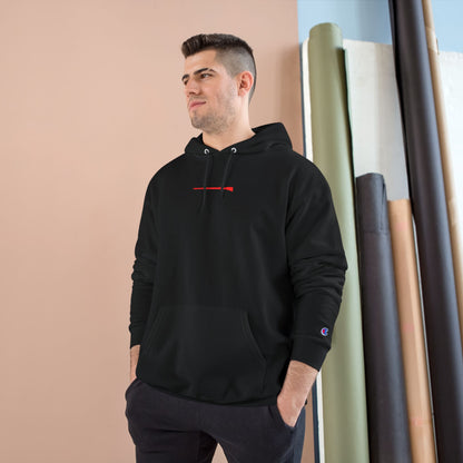 Red Rifle Champion Hoodie Product Pic Black Male Model